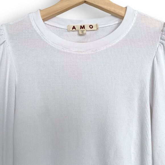 AMO Puff Sleeve Shirt Thermal Long Sleeve Top Tee - Picture 8 of 16